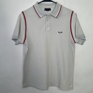 Alcott Polo Shirt Mens Size Large White Light Blue Collar Short Sleeve Casual